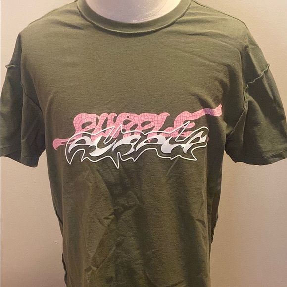 Purple Brand Olive Green Short Sleeve Logo Tee with Graffiti Graphic - Picture 4 of 6